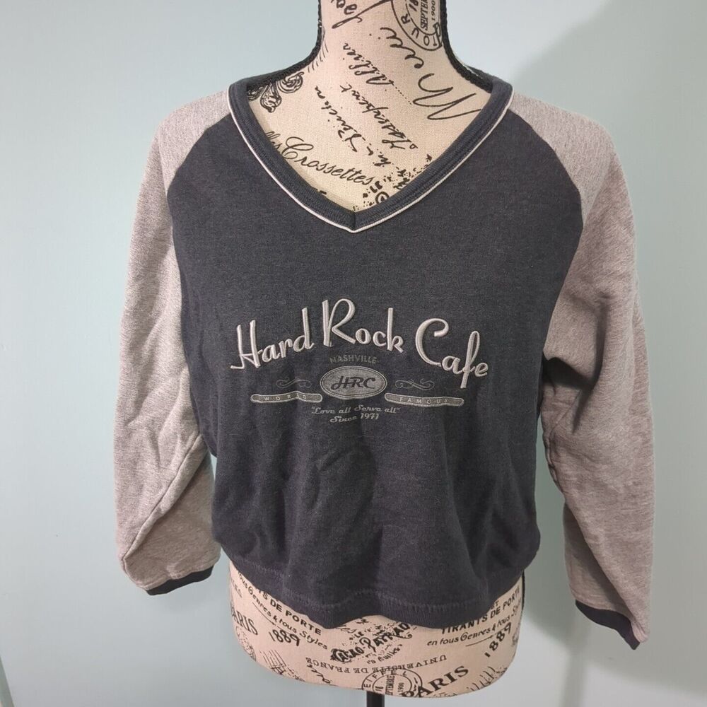 Vintage 90’s Hard Rock Cafe V-Neck Sweatshirt Women's small Made In USA